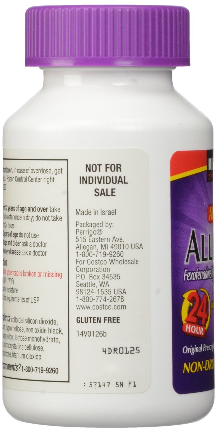 Kirkland Signature Aller-Fex 180 mg Antihistamine Allergy Relief, 150 Tablets (5-Pack) - Non-Drowsy Formula for Seasonal & Indoor Allergies - Perfect for Home, Travel, and Outdoor Activities