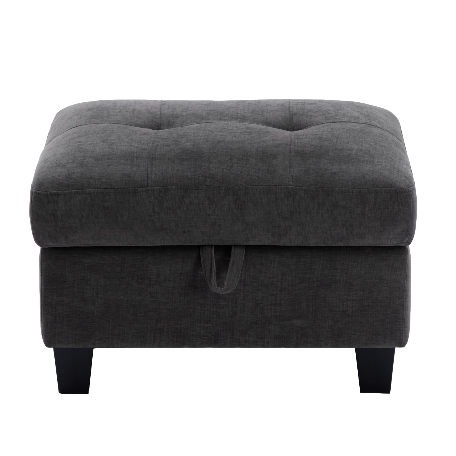 Sunflower Storage Ottoman Foot Stool - Multi-Functional Chaise Lounge Section for Living Room Furniture Sets, Deep Grey - Perfect for Extra Seating & Hidden Storage in Small Spaces