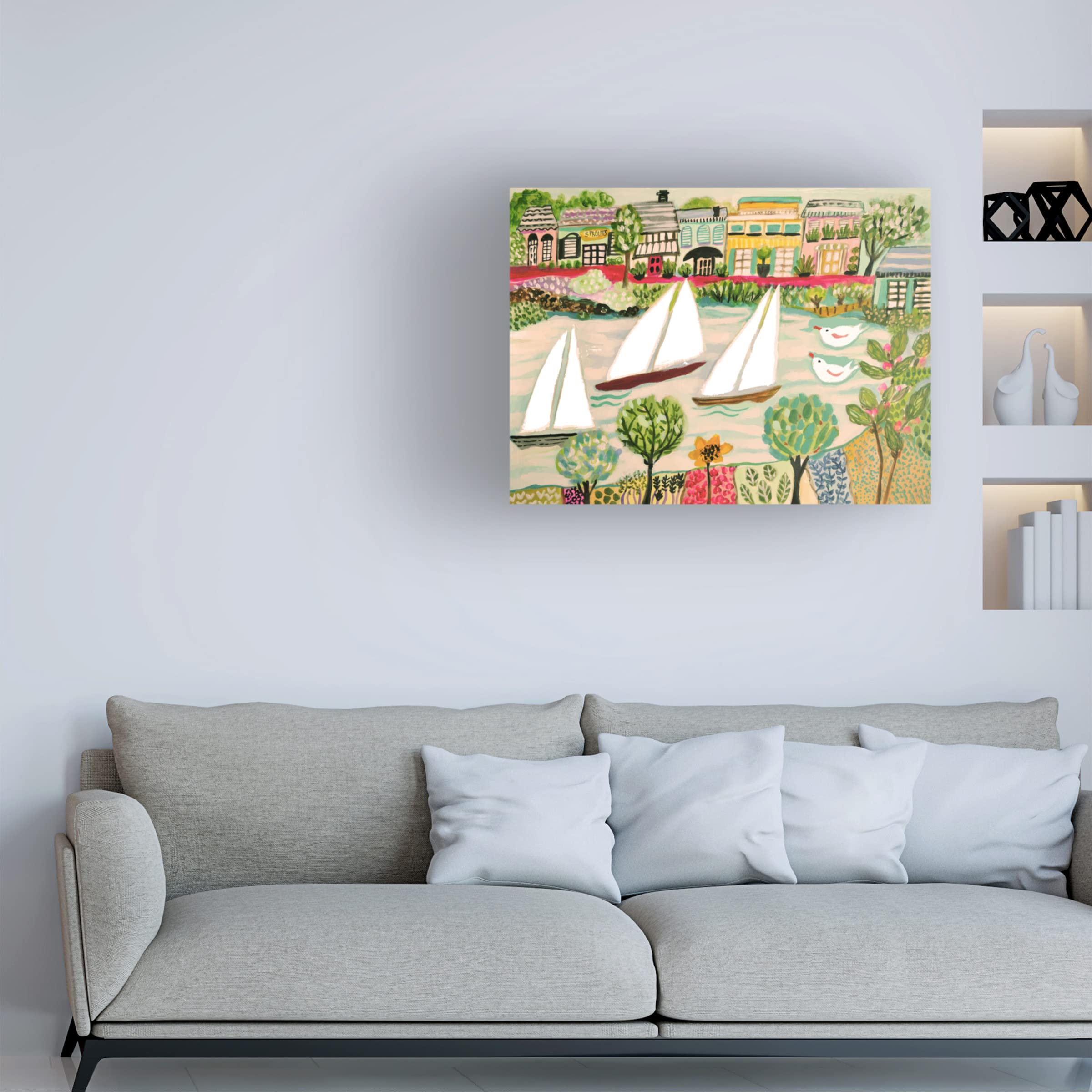 Karen Fields 'Smooth Sailing I' Canvas Wall Art Print - Nautical Beach Decor for Living Room, Bedroom & Office - Premium Trademark Fine Art Collection