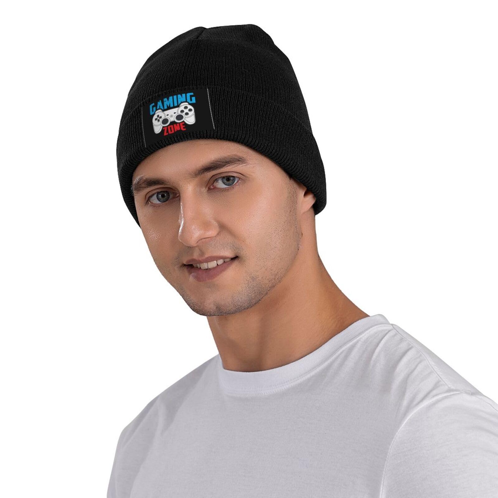 Unisex Winter Knit Beanie Hat for Men & Women - Soft Acrylic Gaming Zone Game Machine Design - Perfect for Cold Weather, Outdoor Sports & Casual Wear