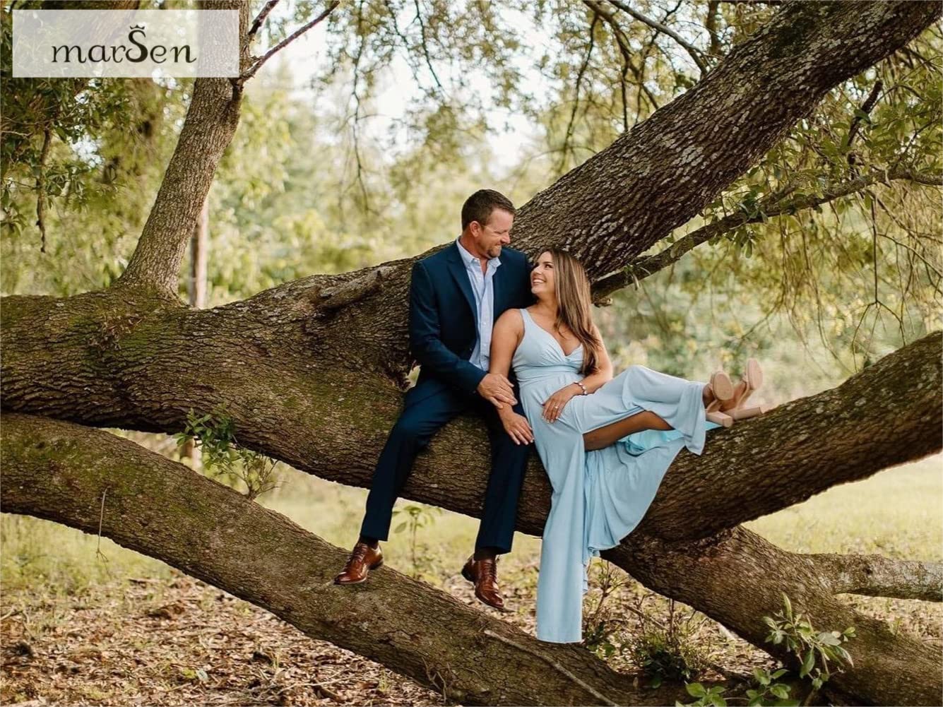 Elegant V-Neck Satin Bridesmaid Dress | Long A-Line Formal Gown with Side Slit | Women's Wedding Party Attire in Olive Green - Size 22 | Perfect for Weddings, Proms & Special Occasions