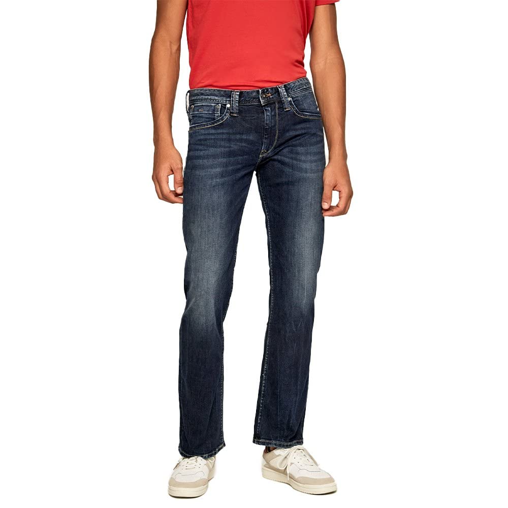 Pepe Jeans Kingston Zip Jeans - Classic 28 Denim Pants for Men | Comfortable Slim Fit Stretch Jeans for Casual Wear & Everyday Outfits