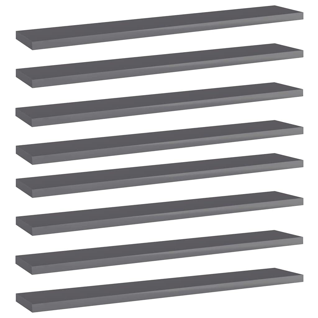 8-Piece High Gloss Gray Bookshelf Replacement Panels - Floating Shelf Boards for Book Storage & Display - Durable Bookcase Organizer for Home, Office & Retail (Accessories Not Included) | Perfect for Living Room Decor, Bedroom Storage & Store Displays