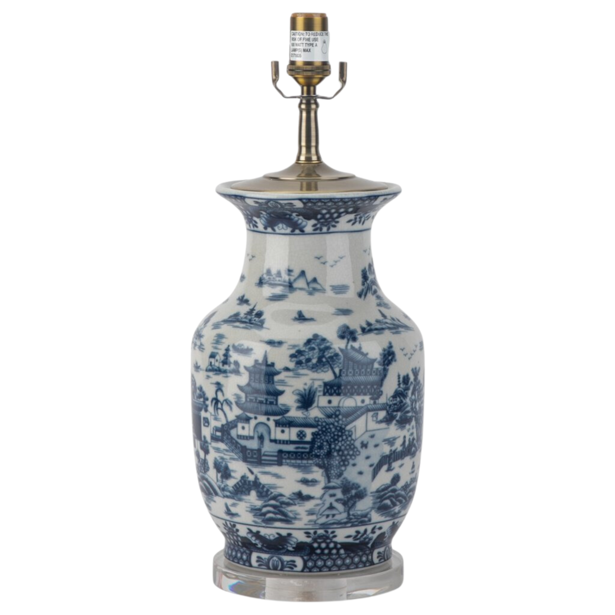 Blue Willow Porcelain Vase Lamp - Antique Style Decorative Table Lamp with Hand-Painted Blue Willow Pattern - Perfect for Living Room, Bedroom, or Office Décor
