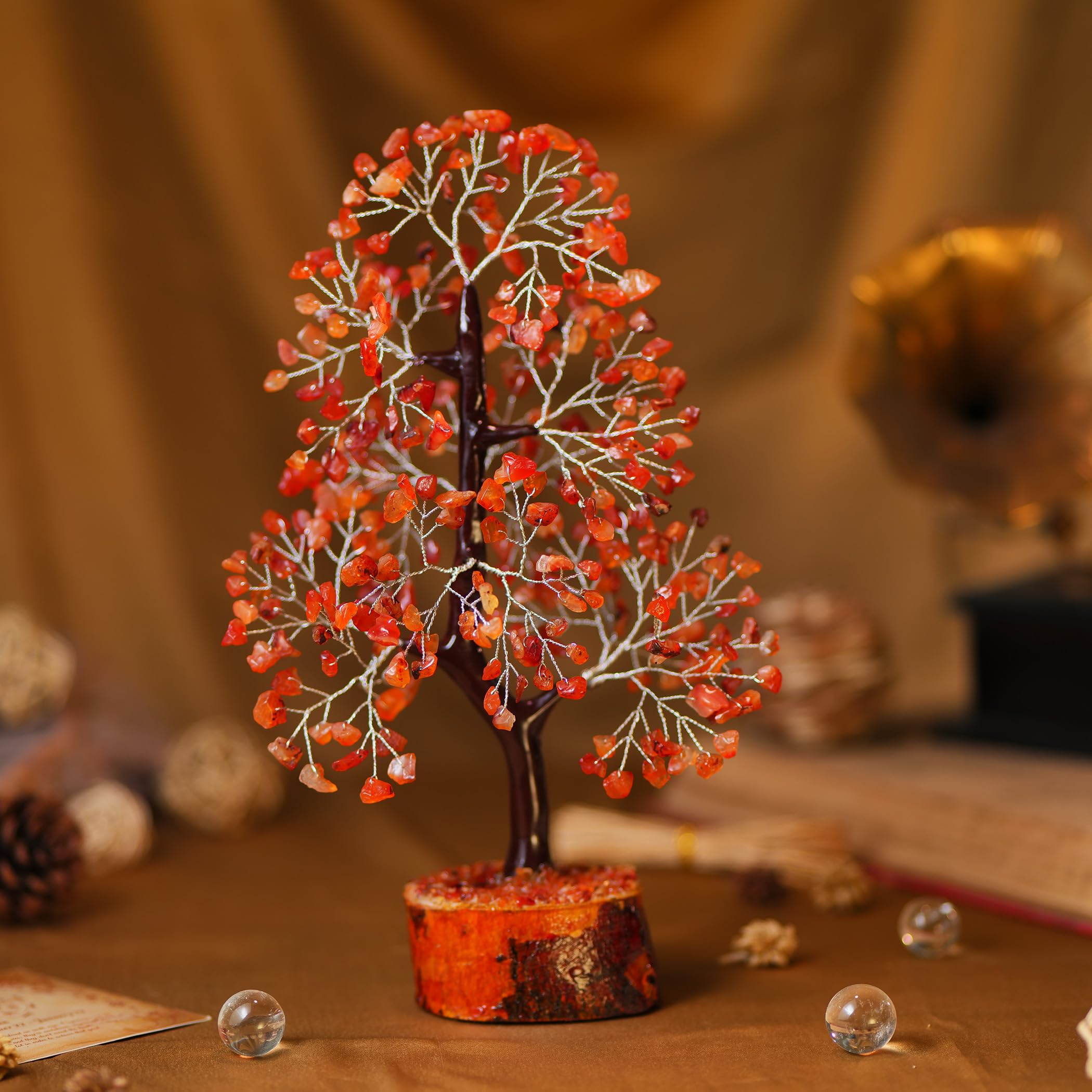 Healing Carnelian Gemstone Tree - Natural Crystal Tree for Positive Energy, Luck & Chakra Balance | Feng Shui Tree of Life Decor | Unique Birthday & Thoughtful Gifts for Women | Perfect for Home, Office Meditation & Spiritual Spaces