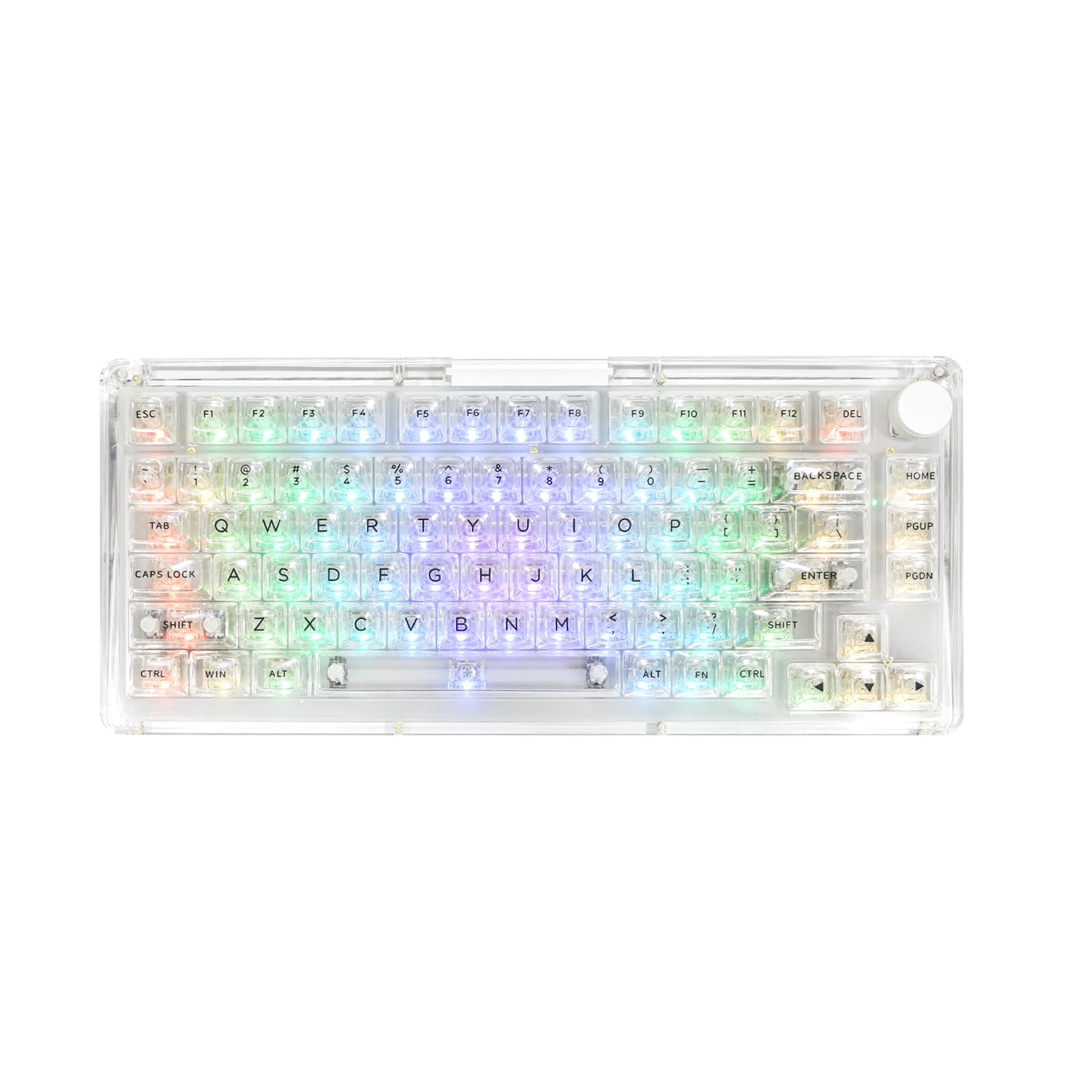 KiiBoom Phantom 81 V3 75% Hot Swappable Crystal Gasket Mechanical Keyboard - Triple Mode NKRO Gaming Keyboard with RGB Backlit, Clear Keycaps, 8000mAh Battery for Windows/MacOS - Perfect for Gaming, Coding & Office Work (Phantom 81 V3 Clear)