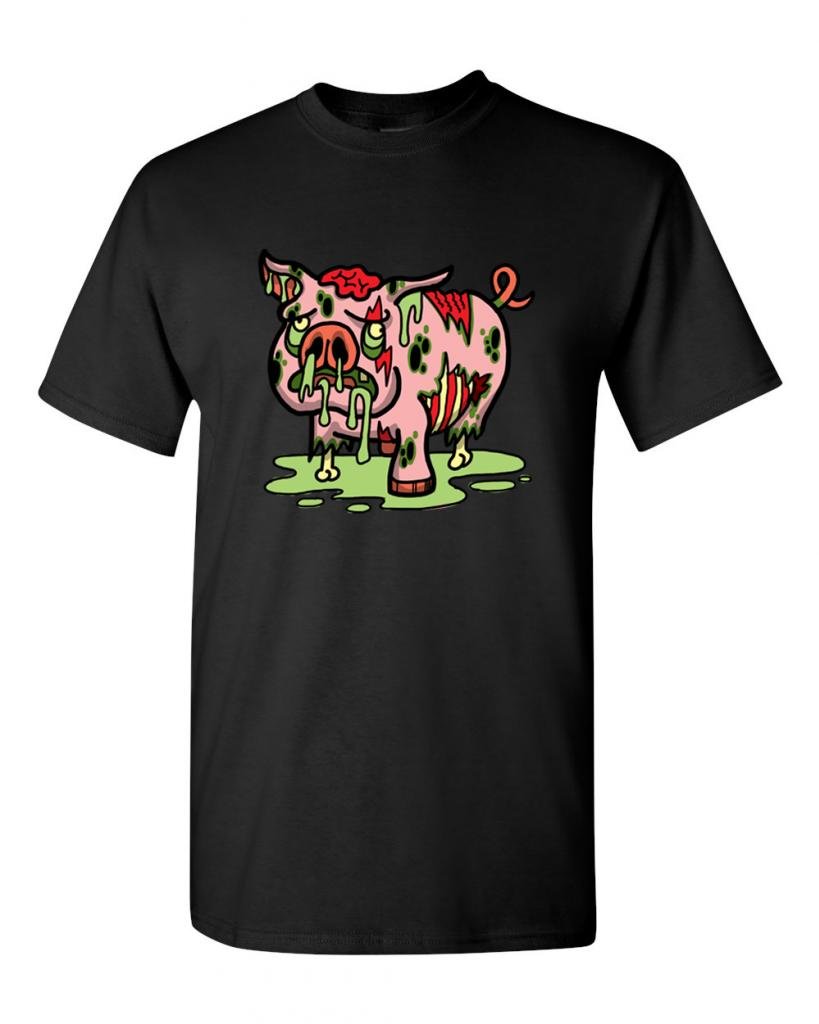Zombie Pig Undead Animals Graphic T-Shirt for Men & Women - Cool Horror Theme Tee for Halloween, Cosplay & Gamer Fans