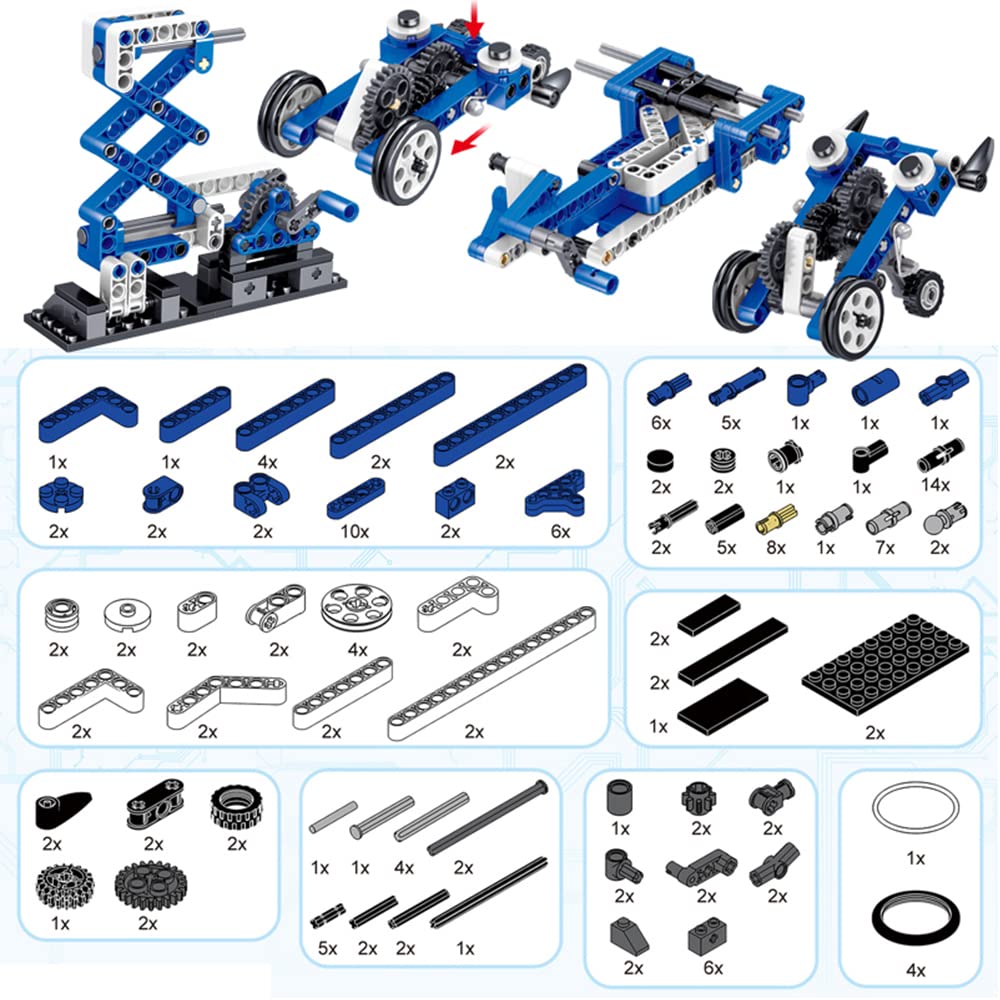 STEM Mechanics Gears Construction Kit - 173PCS Engineering Science Building Set for Kids | Educational STEM Learning Toys for Boys & Girls | Perfect for Classroom Projects, Homeschool Activities & Creative Play