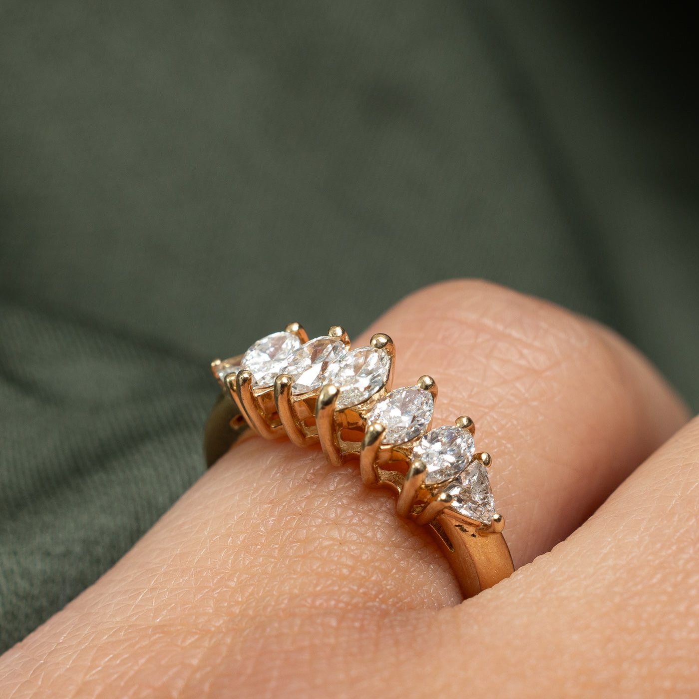 Exquisite Marquise & Trilliant Cut Diamond Ring - 0.54ctw Total Weight (0.28ctw Center Stone) - Size 5 - Perfect for Engagement, Anniversary & Special Occasions