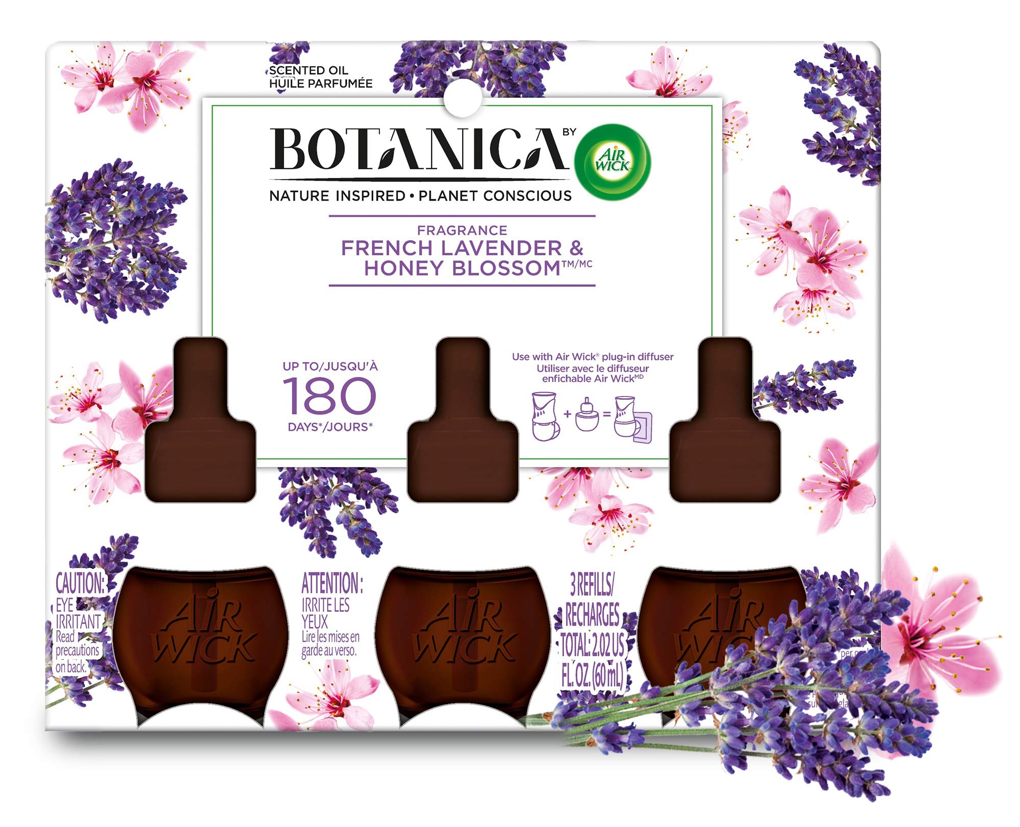 Air Wick Botanica Plug In Scented Oil Refills - French Lavender Honey Blossom Fragrance, 3 Count Pack | Essential Oil Air Freshener for Home, Office & Bathroom | Long Lasting Aroma for Relaxation & Stress Relief
