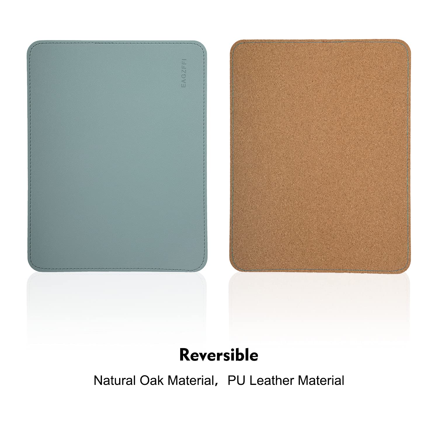 Premium Leather & Wood Double-Sided Mouse Pad with Stitched Edges - Non-Slip Desk Mat for Laptop, Office & Home Use - Includes Coaster (8