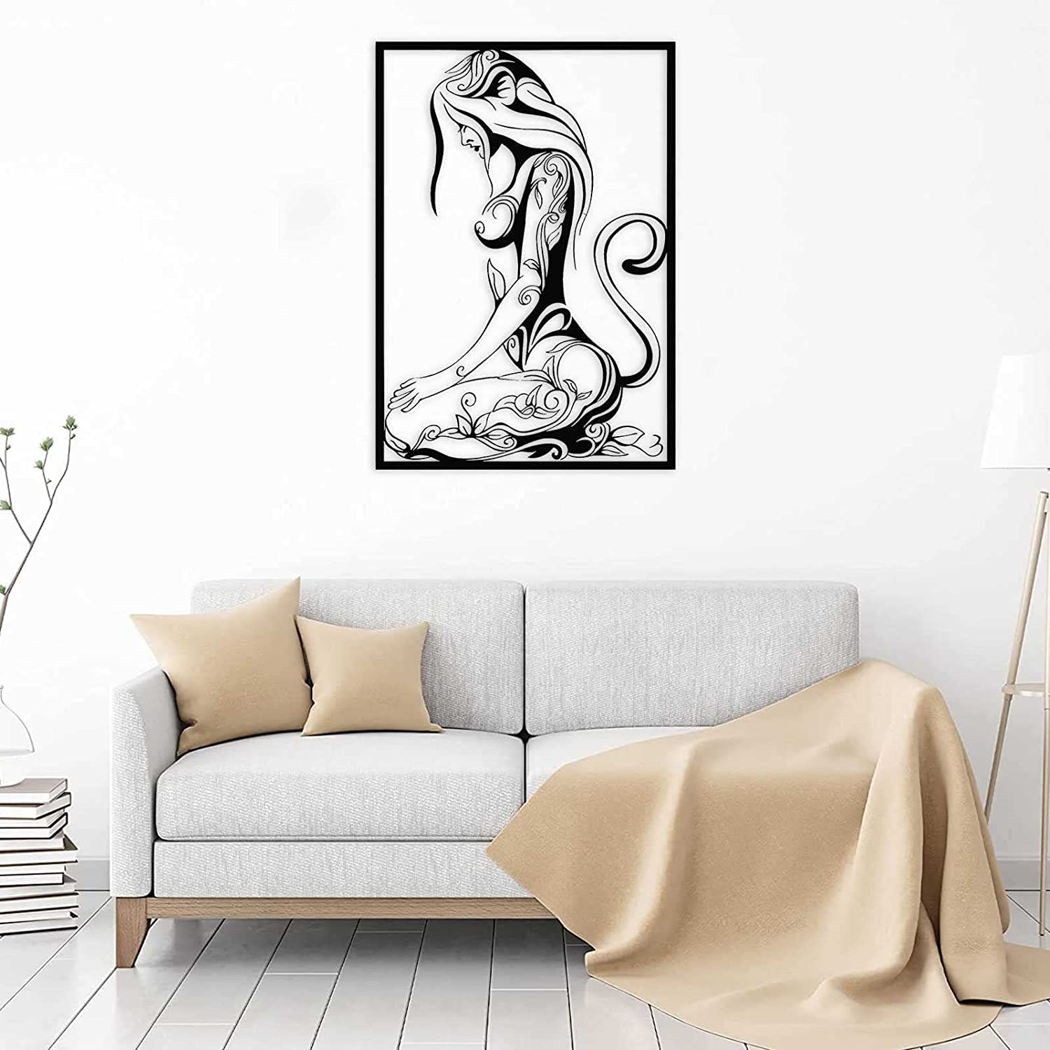 Abstract Metal Wall Art Sculpture - Minimalist Female Body Wire Art Decor - Certified Safe & Stylish for Bedroom, Bathroom & Living Room - Modern Home & Office Decor