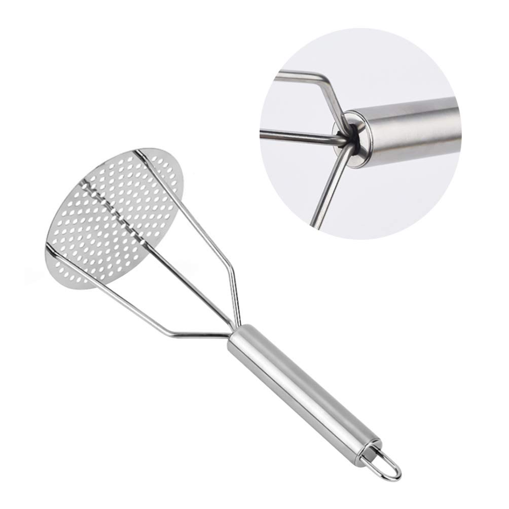 2-Pack Hemoton Potato Masher & Garlic Slicer - Stainless Steel Kitchen Utensil for Mashed Potatoes, Baby Food, and Vegetable Prep | Perfect for Home Cooking, Meal Prep, and Professional Kitchens