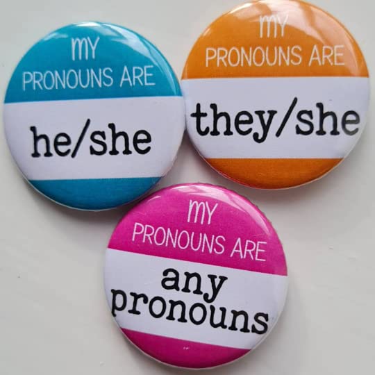 My Pronouns Are Badges - 150 Pack Multicolor Customizable LGBTQ+ Pride Pin Badges (1.25 inch/32mm) - Gender Pronouns Pins for Pride Events, School, Workplace & Everyday Allyship
