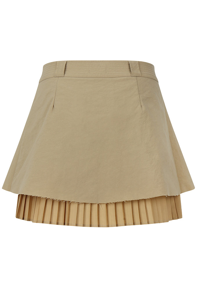 OSIS Studio Stacey Skirt - Khaki High Waist A-Line Midi Skirt for Women | Casual & Office Wear | Perfect for Work, Dates & Special Occasions