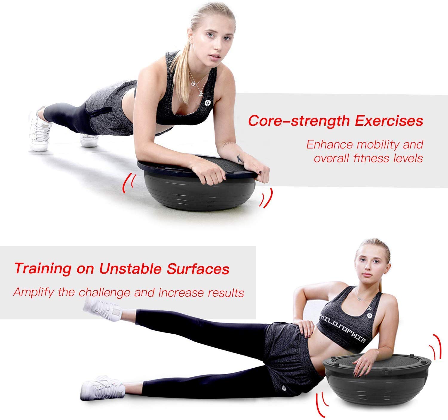 EVERYMILE 23.6 Inch Anti-Slip Balance Ball with Resistance Bands & Pump - Stability Yoga Exercise Ball for Core Training, Home Gym Workouts - Perfect for Pilates, Physical Therapy, and Office Seating
