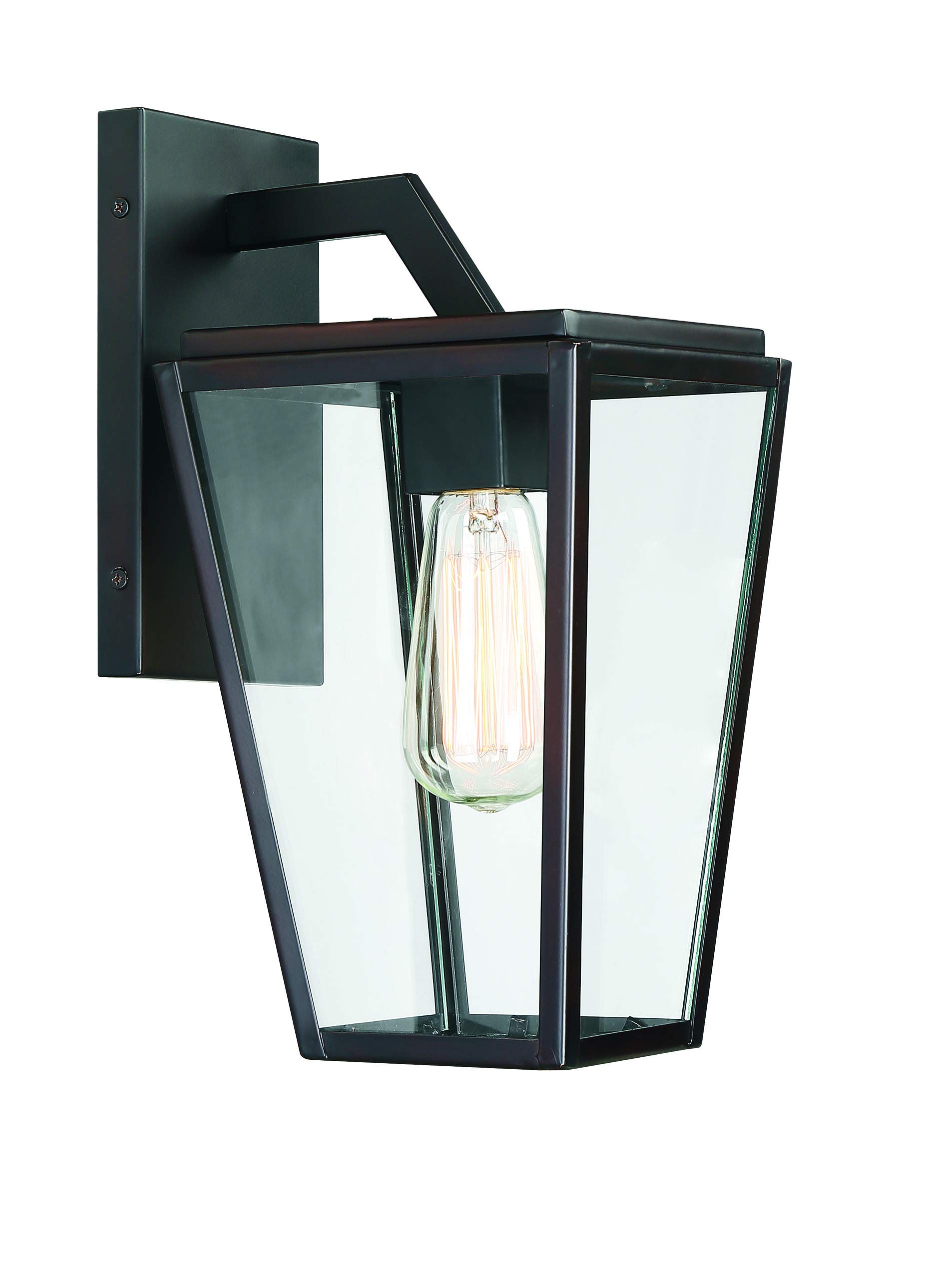 Savoy House Milton Modern Clear Glass Outdoor Wall Lantern - 1-Light 60W, English Bronze Finish, 13