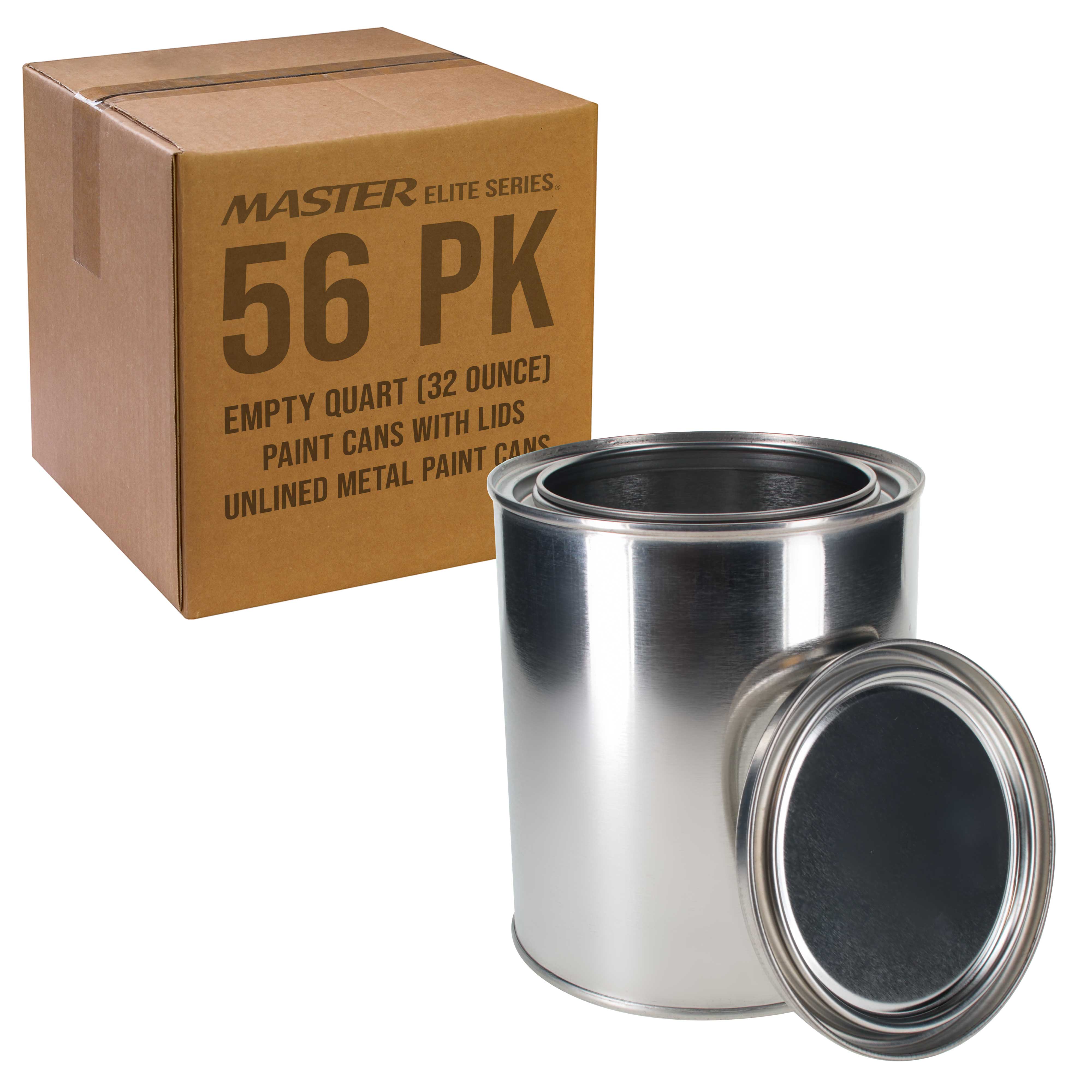 1 Quart Unlined Empty Metal Paint Can with Triple Tight Lid Seal - 32 fl. oz. Steel Storage Container (Case of 56) - Ideal for Storing Leftover Oil-Based Paint, Automotive Touch-Ups & Art Supplies - Perfect for DIY Projects, Workshop Organization & Home Maintenance