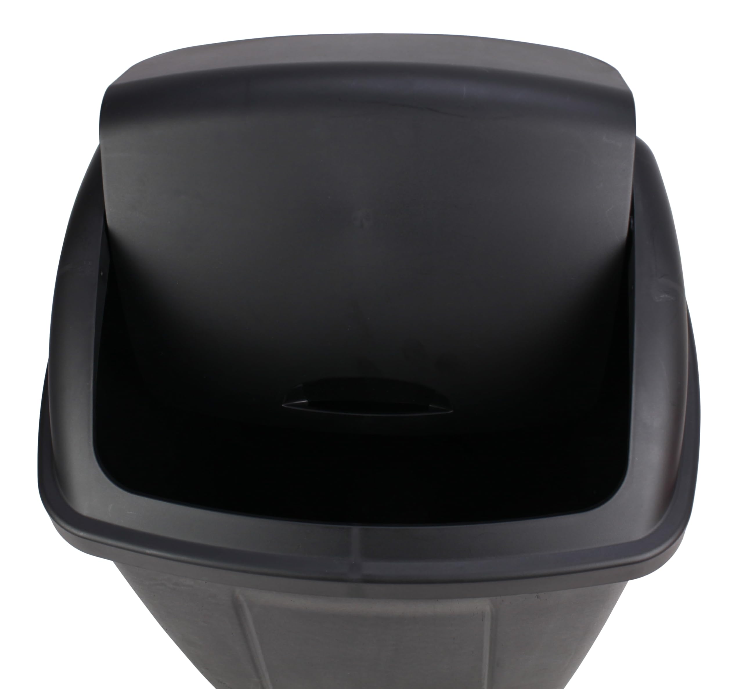 13 Gallon Trash Can with Swing Lid - Durable Plastic Kitchen Garbage Bin for Home, Office, or Restaurant - Black (Ideal for Under Sink, Pantry, or Bathroom Use)