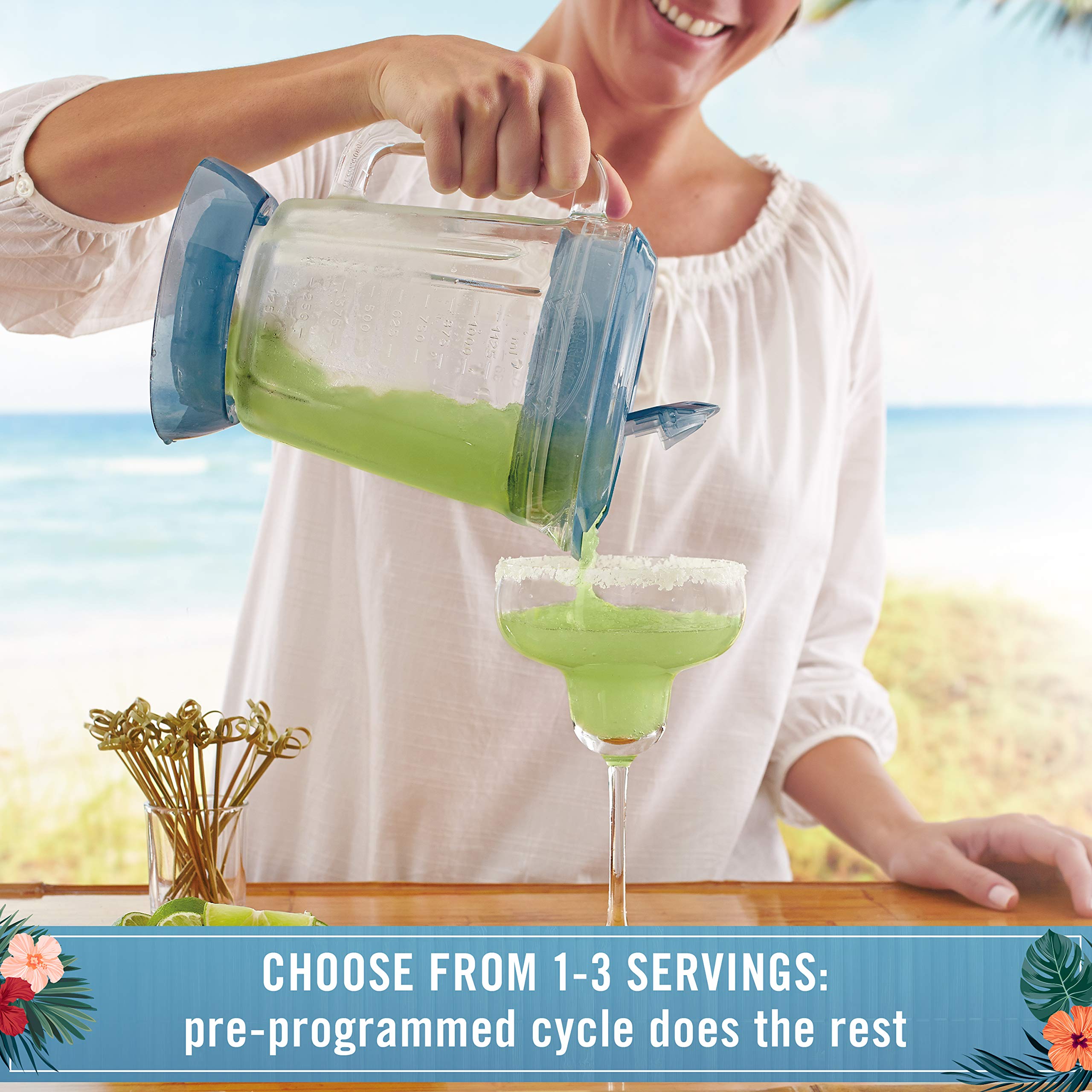 Margaritaville® Key West Frozen Concoction Maker - 36oz Blender for Margaritas & Smoothies with Easy-Pour Jar & XL Ice Reservoir - Perfect for Pool Parties & Summer Gatherings