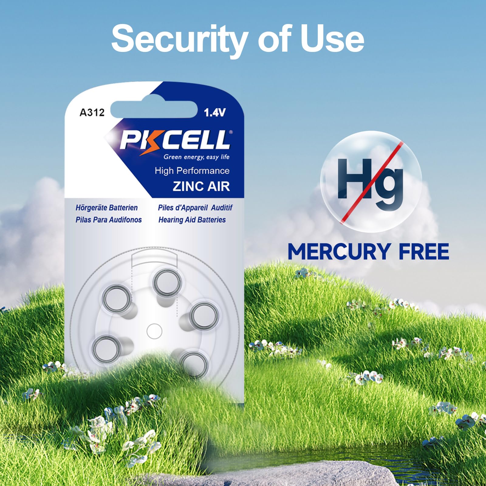 PKCELL 60 Count Size 312 Hearing Aid Batteries - Mercury Free, Long Lasting & Leak-Proof Zinc Air Batteries for Hearing Devices - Perfect for Travel, Work, and Daily Use