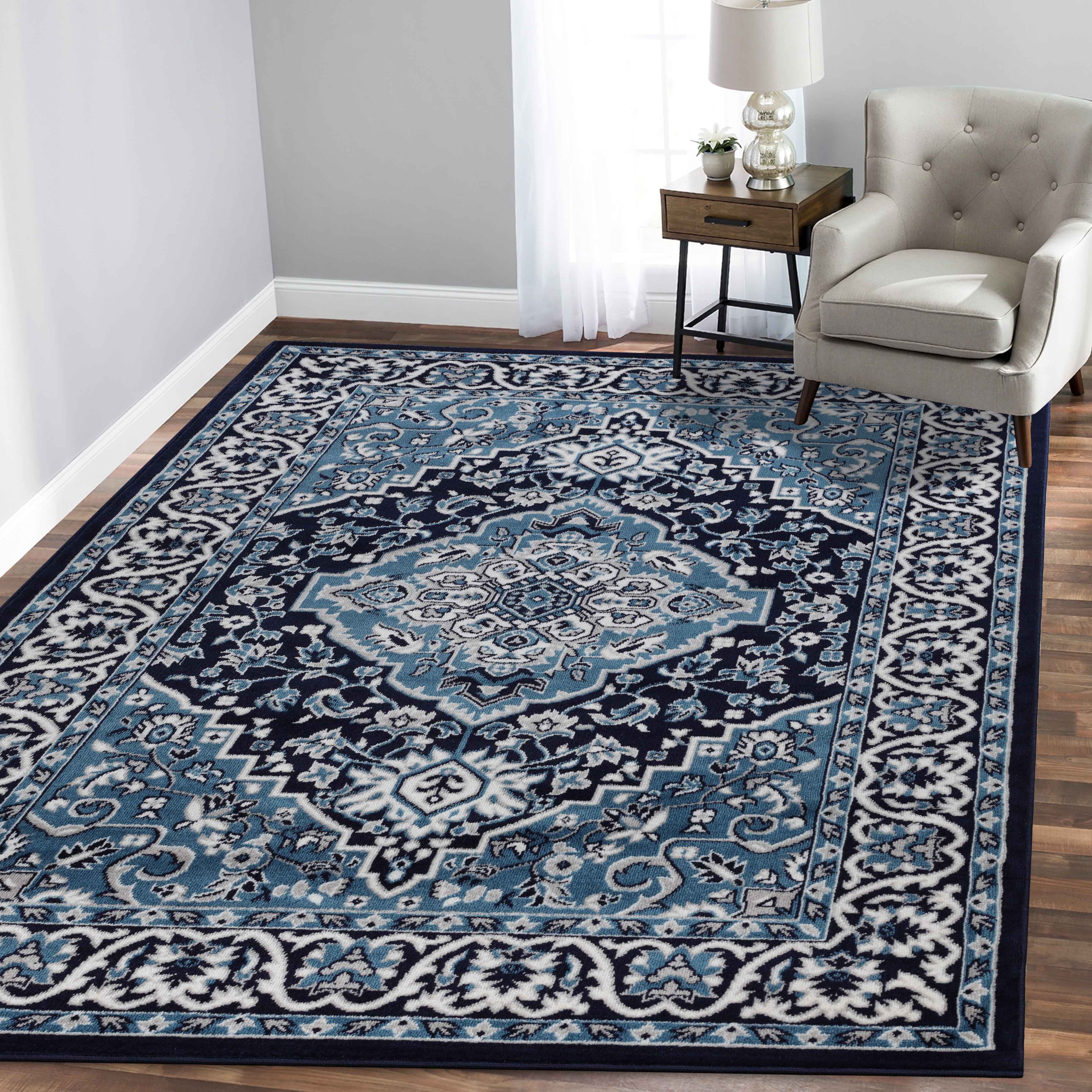 Glendale Traditional Floral Medallion Indoor Area Rug - Non-Slip Living Room Carpet, Bedroom Runner, Hallway Decor | Soft & Durable Home Floor Mat for Cozy Interior Design