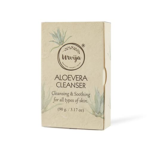 Urvija Aloe Vera Hydrating Moisturizing Soap for Dry Skin - Essential Oil Handmade Soap Improves Skin Texture, Softness & Glow - Sulfate-Free, Anti-Blemish, Spot Reduction (90g) - Perfect for Daily Face & Body Cleansing, Sensitive Skin Care & Spa Relaxation