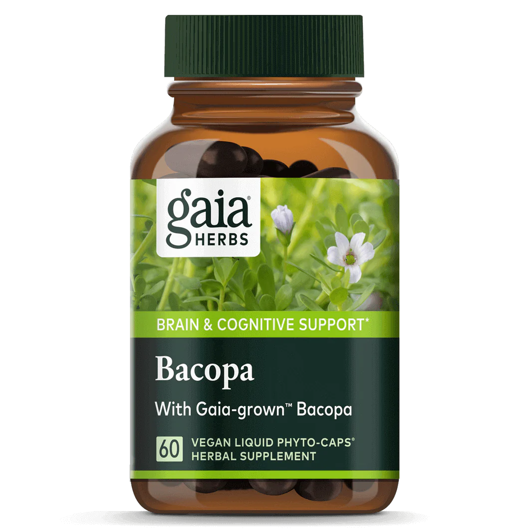 Gaia Herbs Bacopa Monnieri 60 Vegan Capsules - Supports Memory & Cognitive Function - Perfect for Students & Professionals