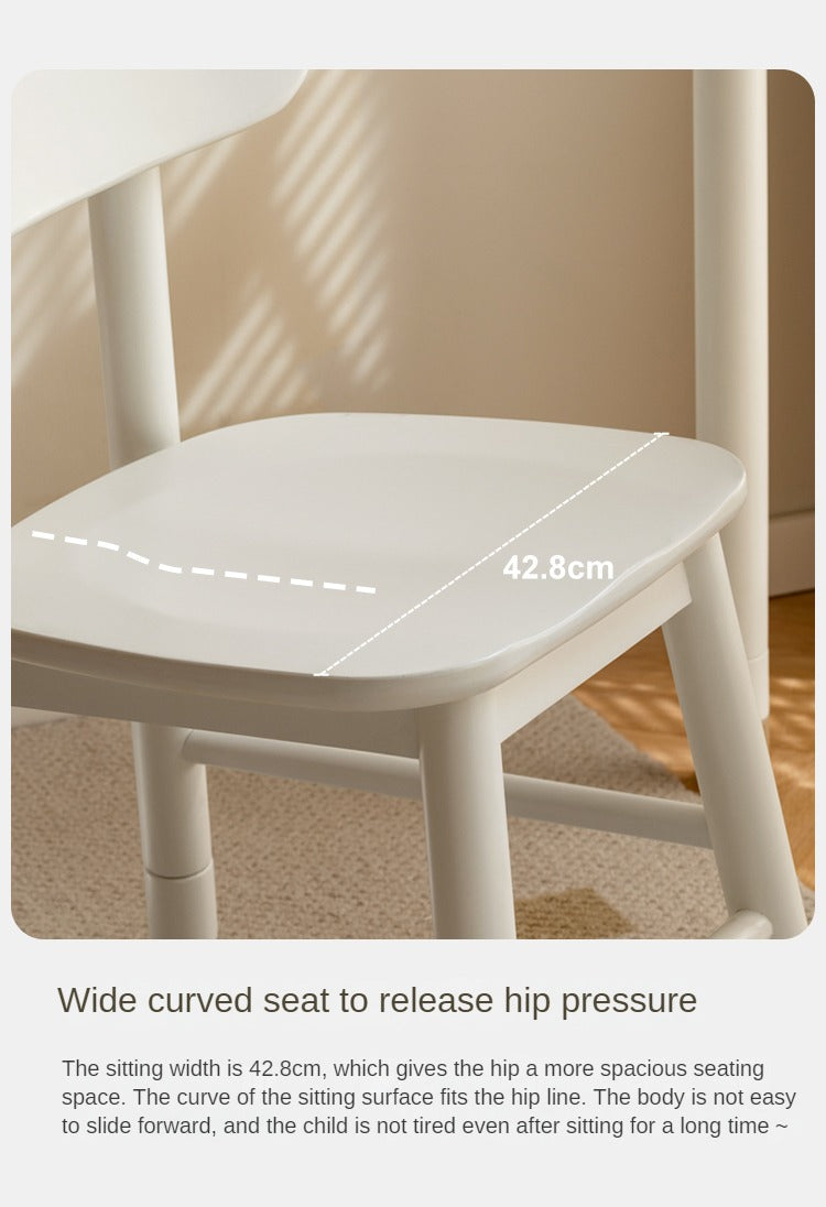 Solid Wood Lift Kid's Chair - Oak & Birch, White - Perfect for Kids' Study Desk, Playroom & Nursery