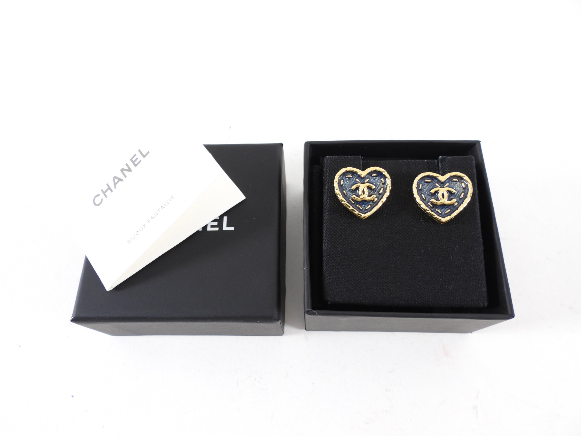Chanel 24P Coco Navy Enamel Heart Earrings - Luxury Fashion Jewelry for Women, Perfect for Date Night & Special Occasions