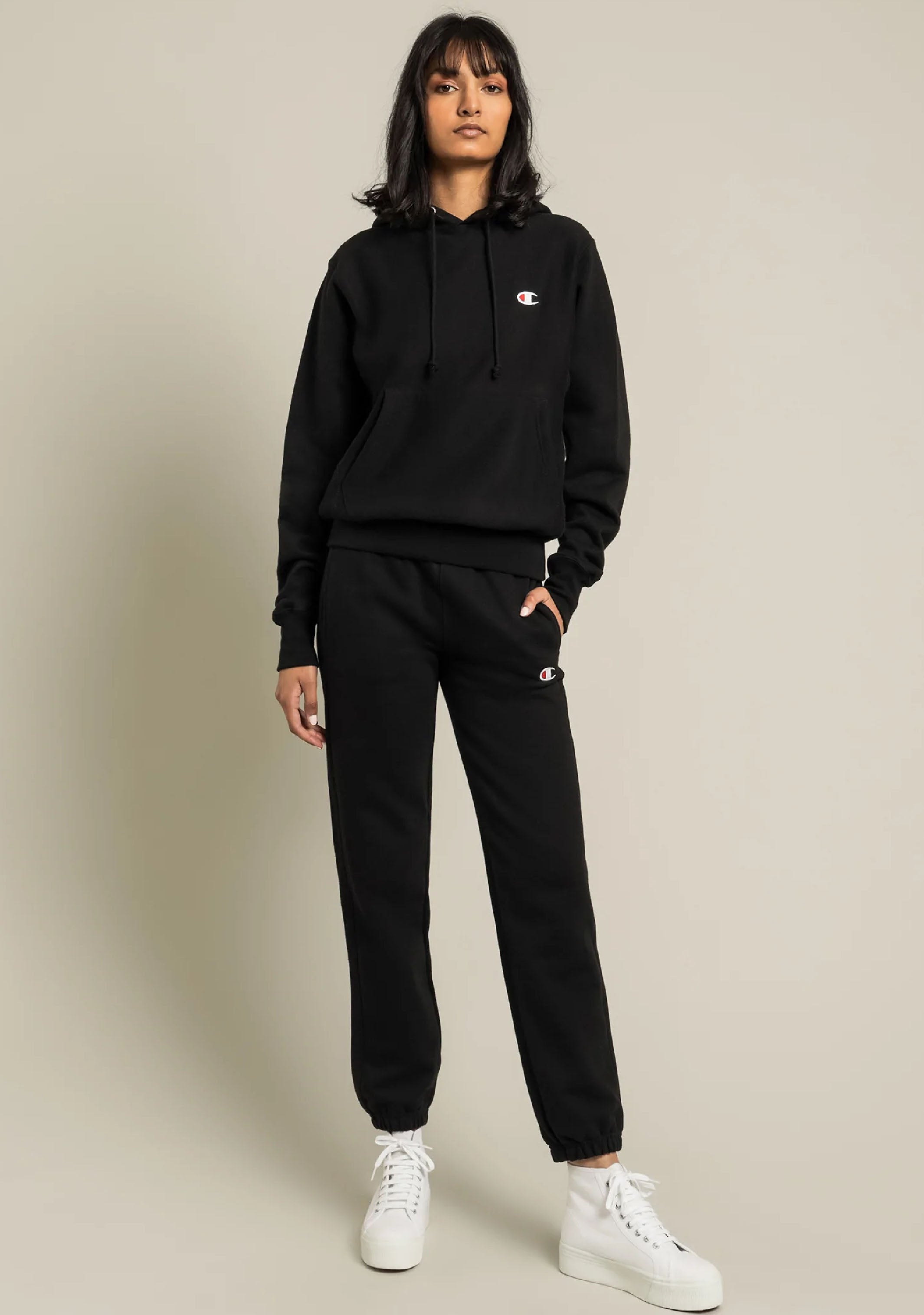 Champion Women's Small C Logo Boyfriend Fit Hoodie - Cozy Pullover Sweatshirt for Casual Wear, Gym & Lounge
