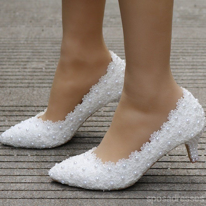 5cm Medium Heel Pointed Toe Lace Stiletto High Heels - Elegant Wedding Shoes for Bridesmaids, Work, Parties & Photo Shoots