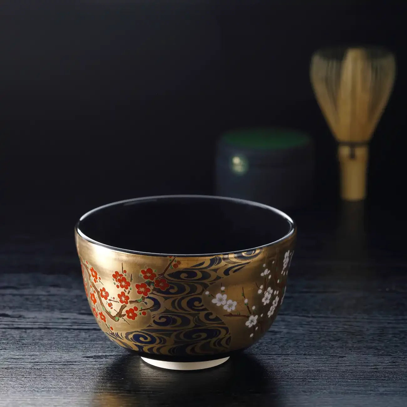Handmade Gold Plum Blossom Chawan - Unique Japanese Matcha Tea Bowl for Traditional Ceremony & Zen Meditation | Perfect for Tea Lovers & Home Decor
