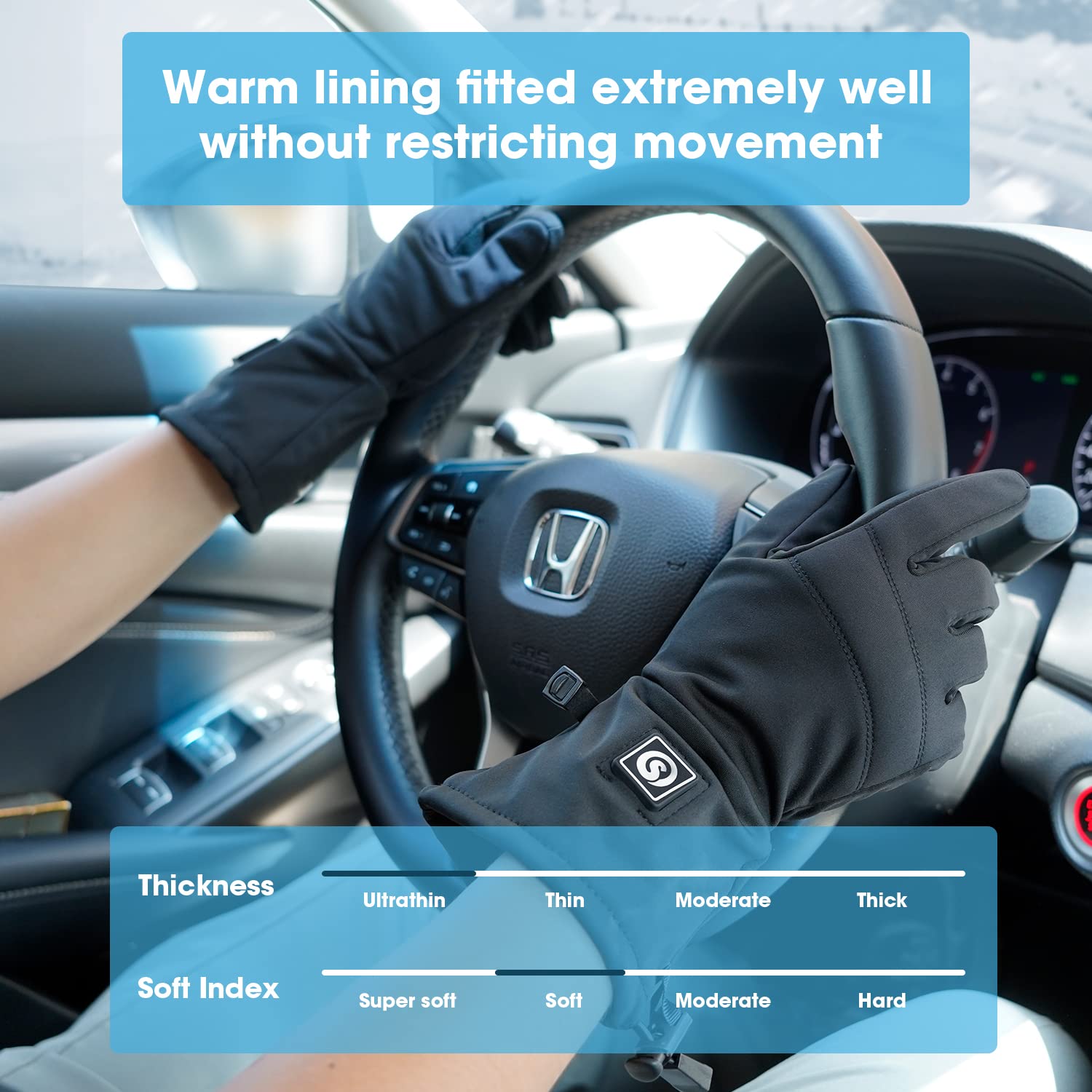 Rechargeable Electric Heated Gloves for Men & Women - Battery-Powered Hand Warmers for Skiing, Snowboarding, Hiking, Cycling & Hunting | Thin Thermal Glove Liners for Cold Weather Outdoor Activities