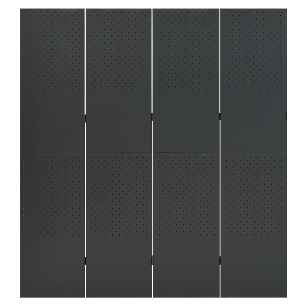 vidaXL 4-Panel Steel Room Divider Screen - Flexible Partition Design in Anthracite - 63