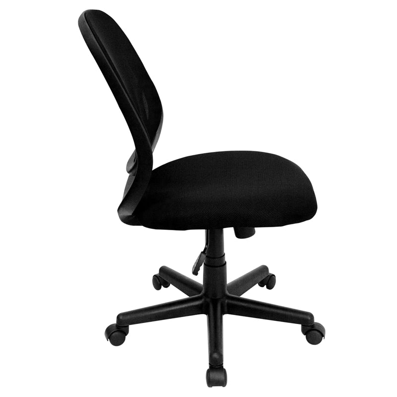FLASH Y GO Mid Back Black Mesh Swivel Task Office Chair - Ergonomic Desk Chair for Home & Office Use, Comfortable Computer Chair for Long Hours Sitting