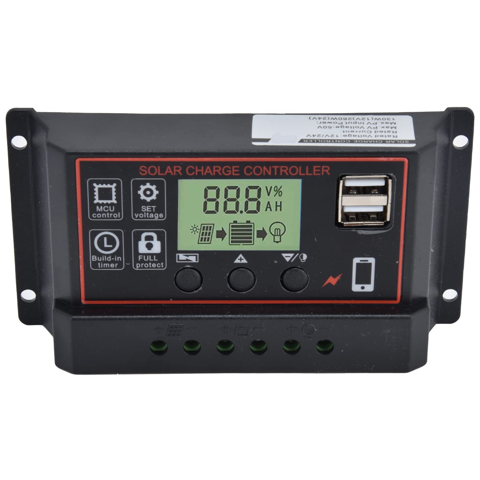 30A Solar Charge Controller with LCD Display - 12V/24V PWM Dual USB Smart Charging for Solar Battery Panel | Perfect for RV, Boat, Off-Grid & Home Solar Systems