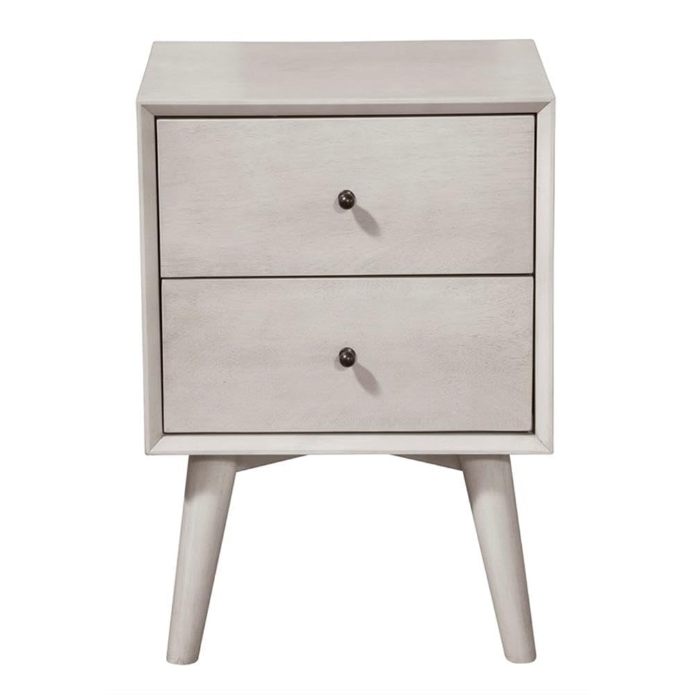Home Square 2 Drawer Wood Nightstand Set in Gray (Set of 2) - Modern Bedside Table with Storage for Bedroom, Living Room & Office - Perfect for Small Spaces & Home Decor