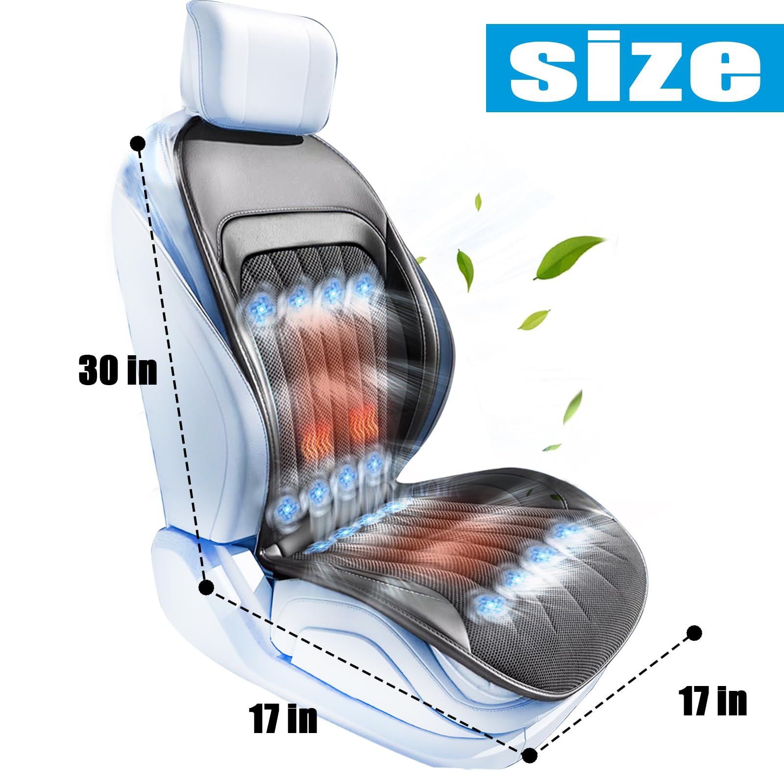 Premium Patchwork Leather 3-in-1 Car Seat Covers - Heating & Cooling System with 16 Built-in Fans | Universal Fit for Cars & SUVs | Winter Warm & Summer Cool Seat Protectors | Massage Function for Long Drives | Perfect for Commuting, Road Trips & Daily Use