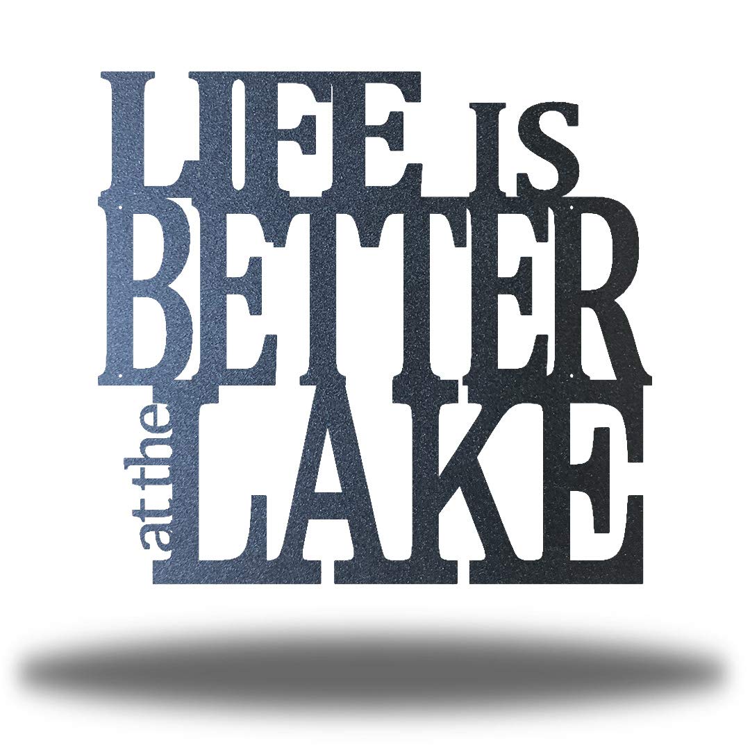 Riverside Designs Life is Better at the Lake Metal Wall Art - 24 Inch Black Steel Home Decor for Living Room, Bedroom, Cabin & Lake House