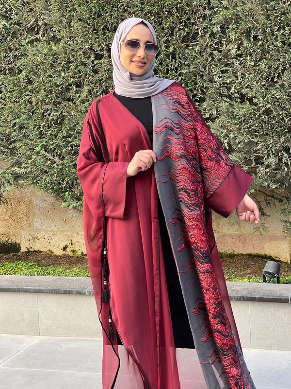 Modern Color Block Open Abaya Cardigan - Stylish Muslim Women's Outerwear for Prayer, Home & Casual Wear
