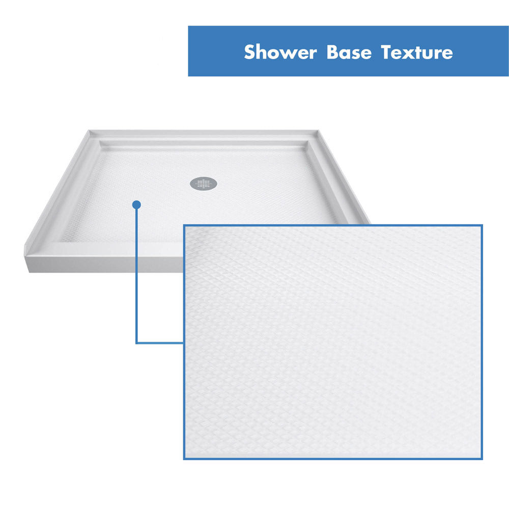DreamLine Flex 36x36x74.75 Inch Semi-Frameless Pivot Shower Door with SlimLine Base Kit - Perfect for Modern Bathroom Renovations & Space-Saving Designs