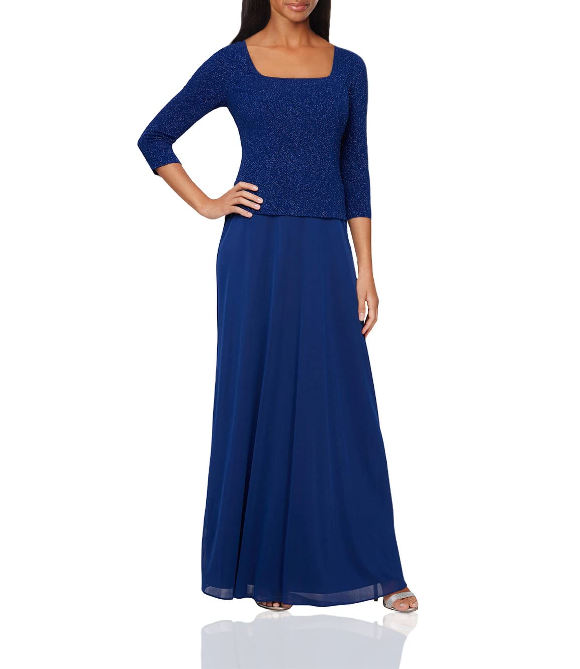 Alex Evenings Women's Long Lace Mock Dress with Full Skirt - Elegant Formal Gown for Weddings, Parties & Special Occasions (Petite & Regular Sizes)