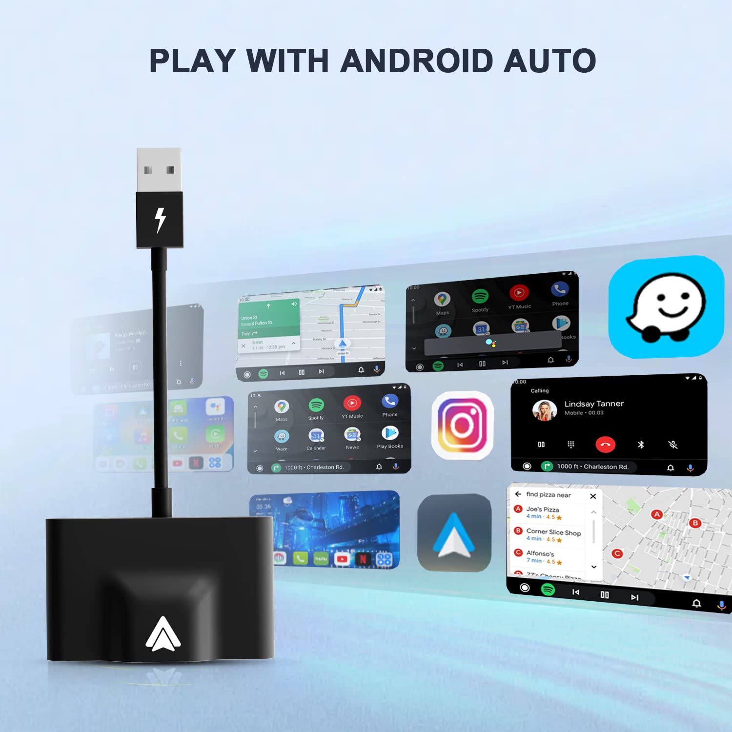Teeran Wireless Android Auto Adapter - Plug & Play Dongle for OEM Wired Android Auto Cars | Converts Wired to Wireless | Compatible with Android Phones | Easy Setup | Black | Perfect for Commuting & Road Trips