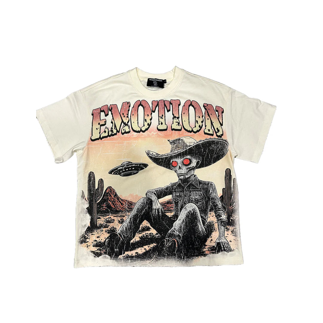 Mixed Emotions Cream 'Deserted' Graphic T-Shirt - Soft Cotton Tee for Streetwear & Casual Outfits | Perfect for Everyday Wear, Music Festivals, and Urban Fashion
