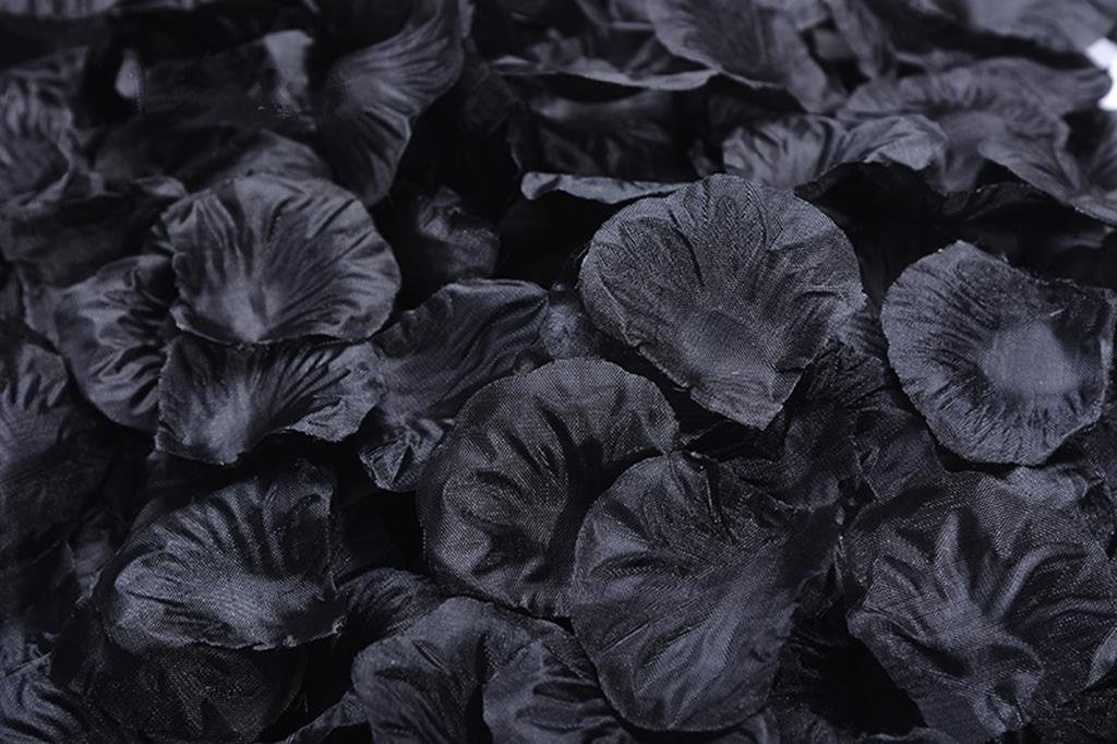 100 Pcs Pure Black Silk Rose Petals - Premium Wedding Flower Decorations for Aisle, Table Scatter & Romantic Events