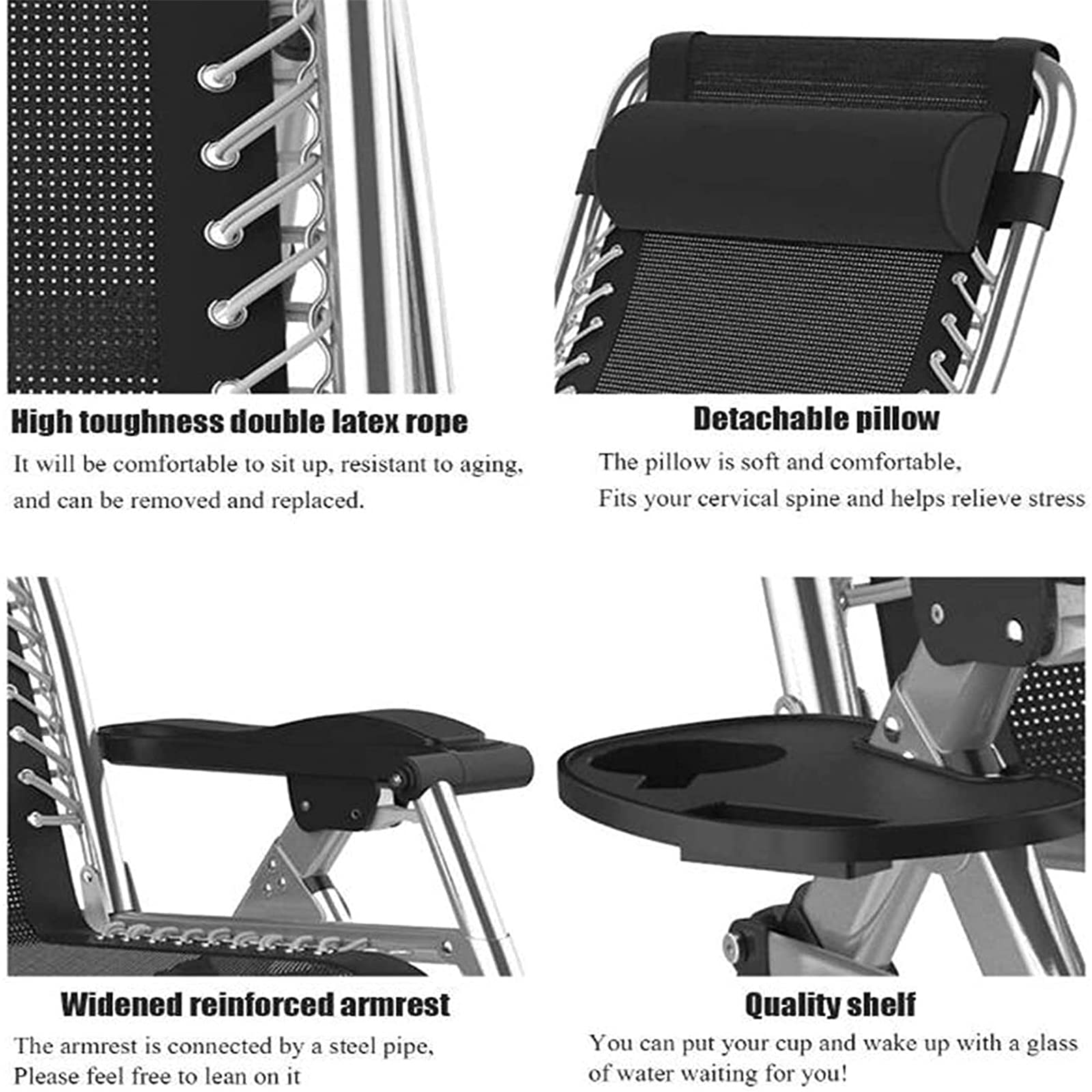 CHLDDHC Extra Wide Zero Gravity Recliner Chair - Adjustable Outdoor Lounger with Cup Holder & Support Cushions (200kg Capacity) - Perfect for Patio, Poolside, Garden Relaxation & Backyard Camping
