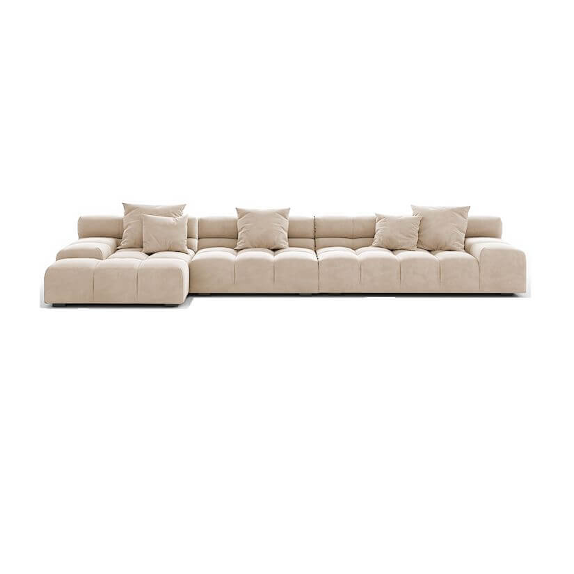 Modern L-Shaped Sectional Sofa with Armrests - Tan Fabric Living Room Couch for Small Spaces | Perfect for Apartments, Lofts & Cozy Family Rooms