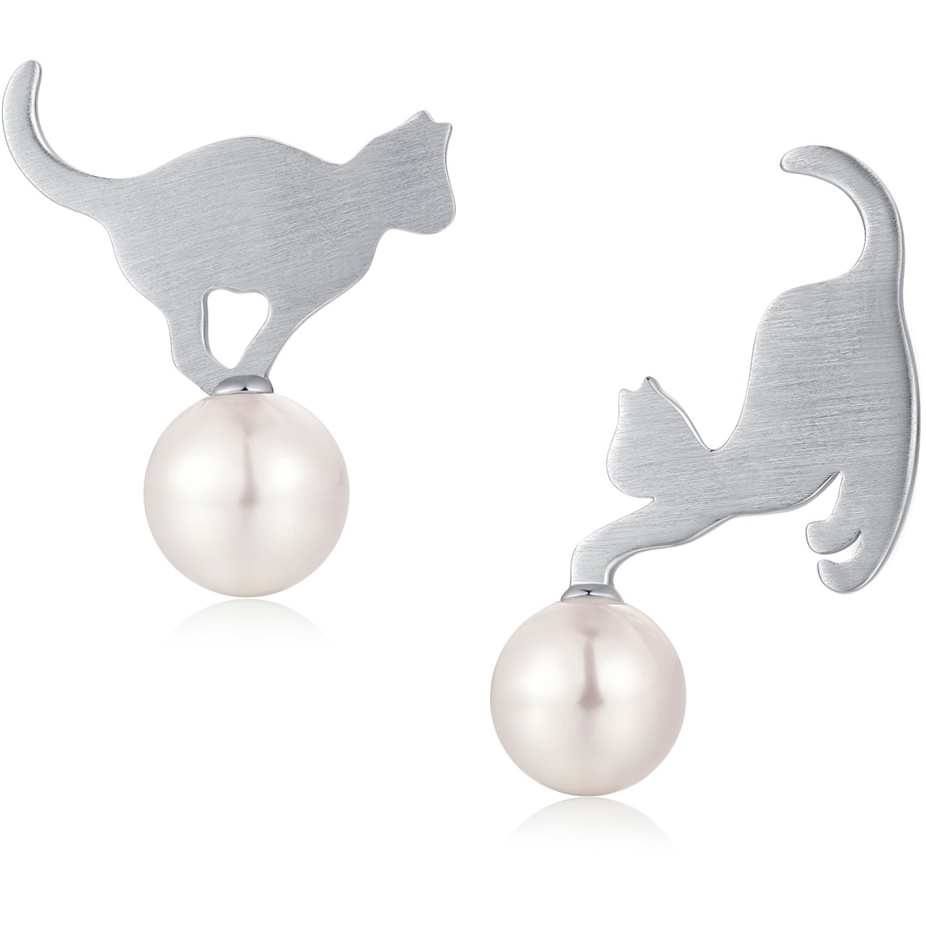 ZowBinBin 925 Sterling Silver Freshwater Pearl Stud Earrings for Women - Cute Animal Series (Birds/Deer/Rabbit) 8-10mm Handpicked Pearls - Perfect Gift for Girls, Birthday, Anniversary & Everyday Wear