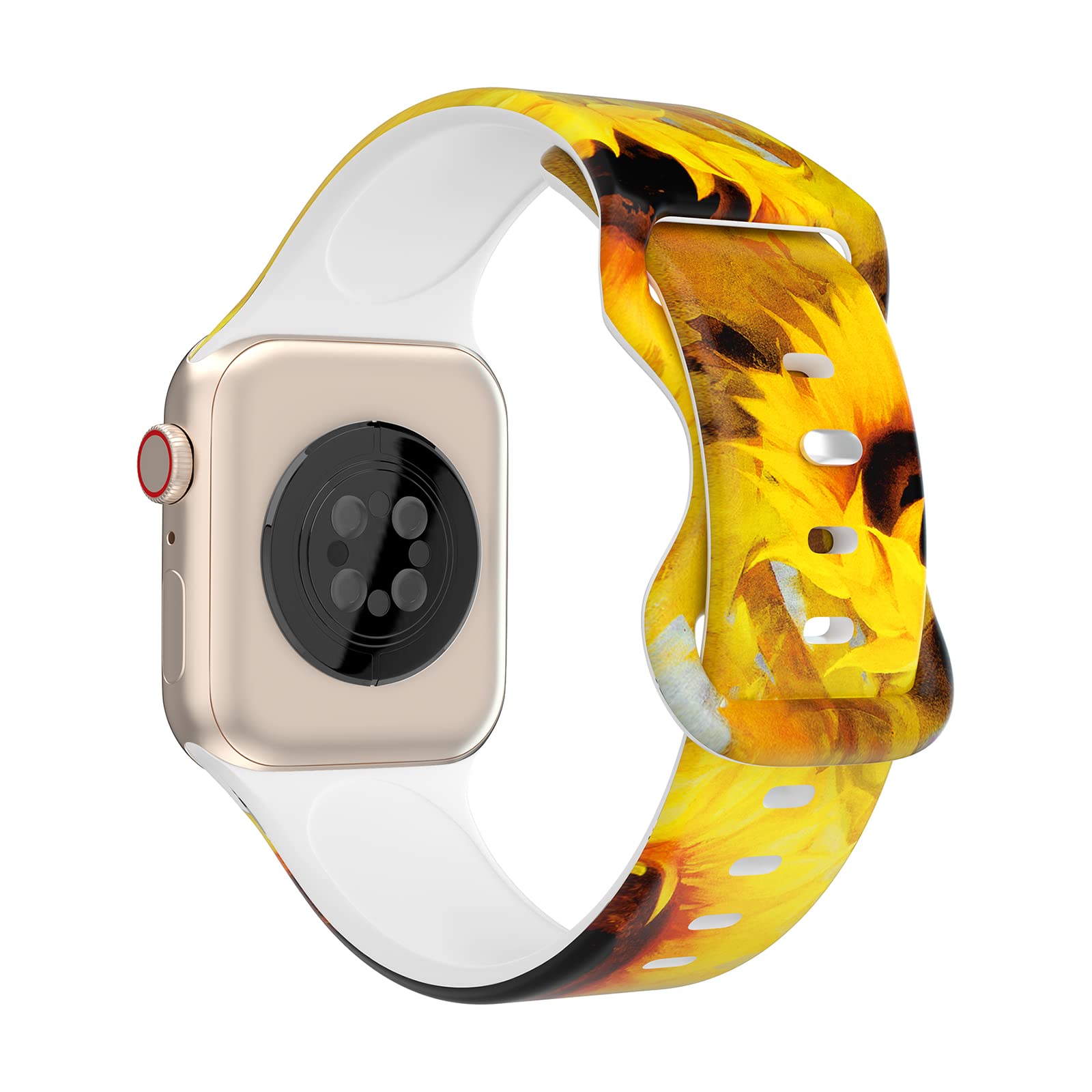 Floral Apple Watch Band for Women & Men - Soft Silicone Sport Strap with Flower Design (38mm 40mm 41mm 42mm 44mm 45mm) - Breathable Replacement Wristband for iWatch Series SE/7/6/5/4/3/2/1 - Perfect for Workouts, Daily Wear & Fashion Accessories